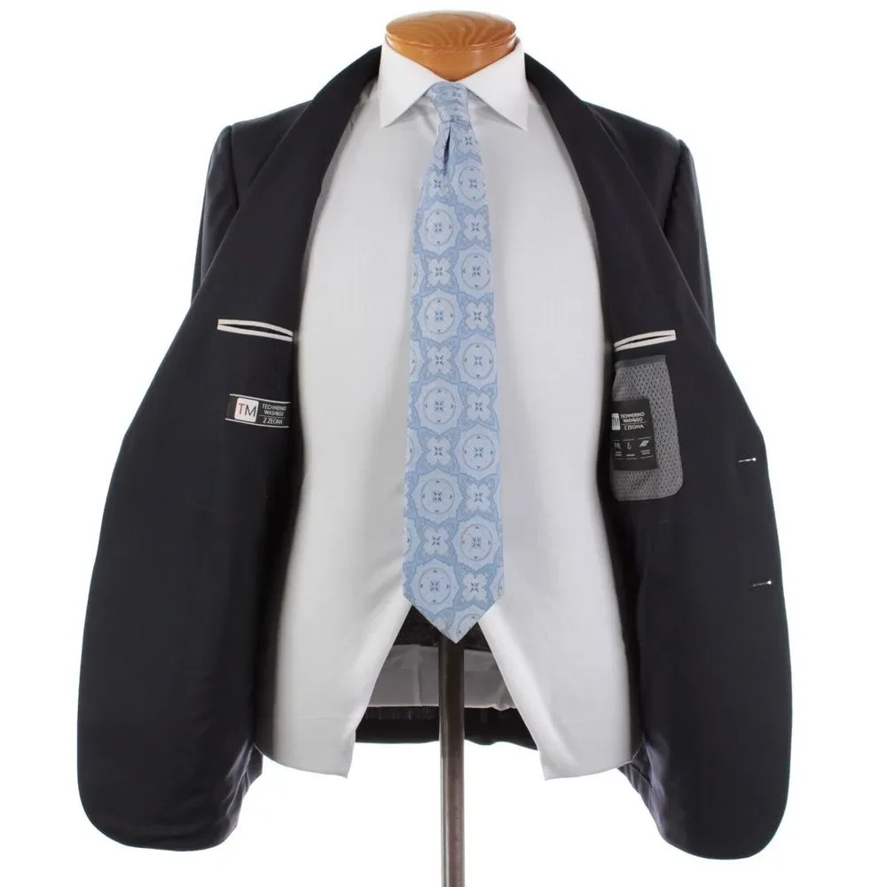 Z Zegna TechMerino Turati 100% Wool Suit Size 52R (42R US) In Solid Blue - Picture 7 of 15